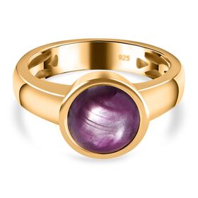 AA Sternrubin Ring, 925 Silber Gelbgold Vermeil, (Größe 17.00) ca. 4.66 ct