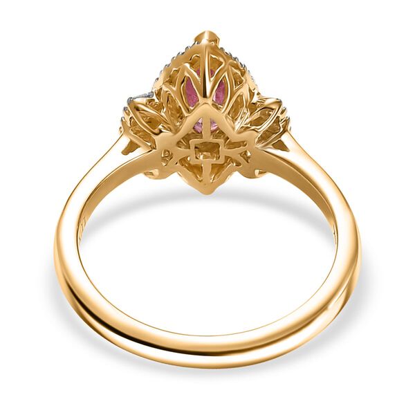 LUXORO zertifiziert und gepr&uuml;ft AAAA Padparadscha Saphir, Paraiba Turmalin und Diamant Ring in 585 Gold - 1,56 ct. image number 4