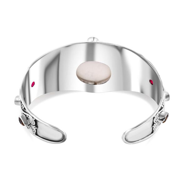 Afrikanischer Rubin (Fissure gefüllt), Natürlicher Chromdiopsid Armreif ca. 18 cm 925 Silber ca. 8,00 ct. image number 6