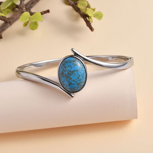 Blaues Türkis Armreif ca. 19 cm Edelstahl ca. 12.28 ct image number 2