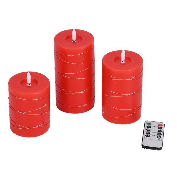 3er Set LED-Kerzen, rot