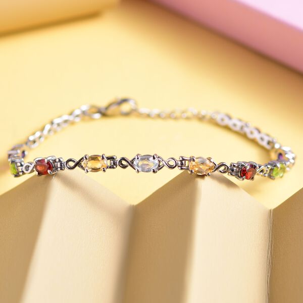 Mehfarbiges Edelstein Armband ca. 19 cm, Edelstahl, ca. 4.52 ct image number 2