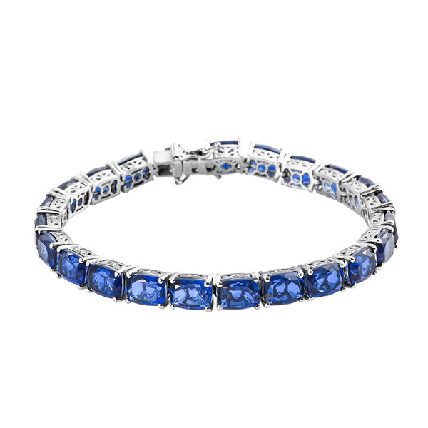 Ceylonfarbenes Quarz-Armband, 19cm, 925 Silber platiniert - 32,96 ct.&nbsp;