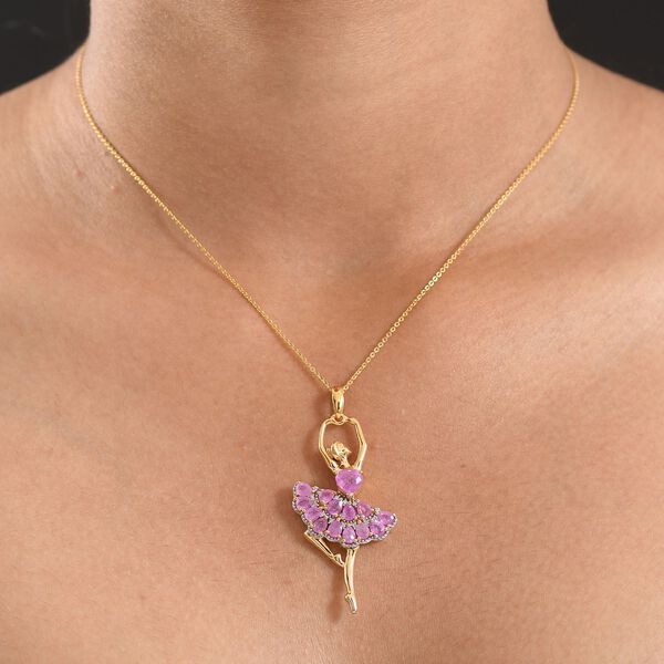 D'Joy AA Ilakaka rosa Saphir und Zirkon Anh&auml;nger mit 50cm Kette - 4,28 ct. image number 3