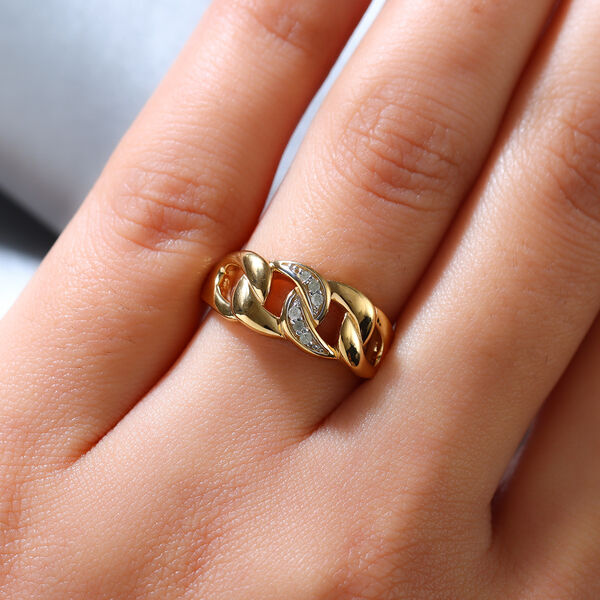 Wei&szlig;er Diamant P Ring 925 Silber vergoldet  ca. 0,05 ct image number 3