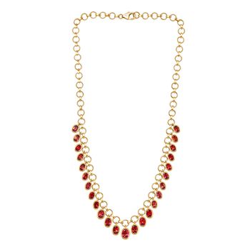 D'joy Lab Grown Padparadscha-Saphir Halskette ca. 45 cm 925 Silber 750 Gelbgold Vermeil ca. 20.52 ct