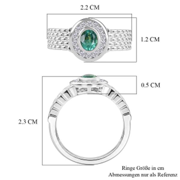 EVER TRUE AA Kagem Sambischer Smaragd, Wei&szlig;er Zirkonia Ring Reine Bronze (Gr&ouml;&szlig;e 17.00) (10-15 Werktage Lieferzeit) image number 7