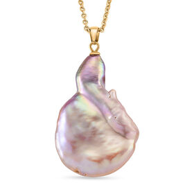 AAA Mehrfarbige Süßwasser Perle Anhänger mit Kette, ca. 50 cm 316L Edelstahl, Goldfarben