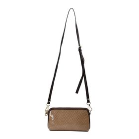 Chaose by Elsie - Echtleder Crossbody Tasche Schlangen-Prägung, Cognac