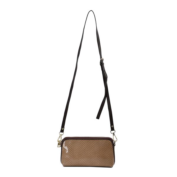 Chaose by Elsie - Echtleder Crossbody Tasche Schlangen-Prägung, Cognac image number 0