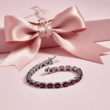 D'Joy AA Nat&uuml;rlicher Rhodolith Granat Armband ca. 20 cm 925 Silber rhodiniert ca. 26,55 ct.