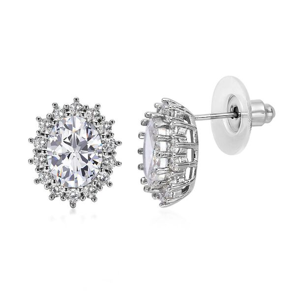 3er Set- Weißer Zirkonia-Ring, Anhänger und Ohrringe, Messing ca. 27,00 ct image number 7