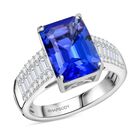 Rhapsody AAAA Tansanit, Weißer Diamant VS/EF Ring, AGI zertifiziert und geprüft 950 Platin (Größe 18.00) ca. 5,30 ct