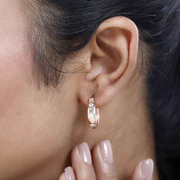 Moissanit Ohrringe, 925 Silber Roségold Vermeil, ca. 0.61 ct image number 3