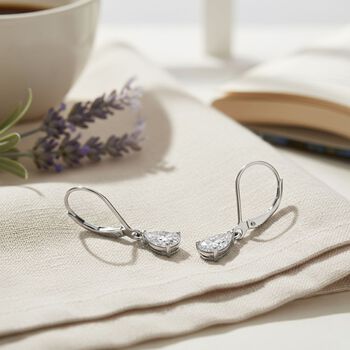 LUXURIANT SGL zertifizierte VS-GH Labor Tropfen-Diamant Ohrringe, 925 Silber rhodiniert - 1 ct.