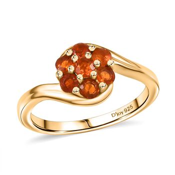 D'Joy AAA Blaze Feueropal Ring 925 Silber 750 Gelb Vergoldet (Gr&ouml;&szlig;e 18.00) ca. 0,42 ct