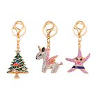 3 Stück Dekorativer Schlüsselanhänger, Weihnachtsbaum, Sterne, Einhorn, mehrfarbig image number 0