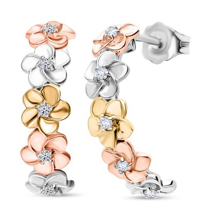 LUXURIANT DIAMOND - Lab Grown Diamant SI-GH Fleur de Luxe Ohrringe 925 Silber, tricolor,  ca. 0.15 ct