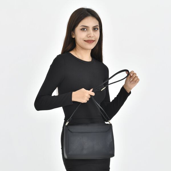 Umhängetasche aus Kunstleder, 27x9,3x18cm, Schwarz image number 3