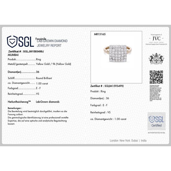 LUXURIANT SGL zertifizierter VS-EF Labor Diamant Ring in 375 Gold - 1 ct. image number 6