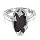 D'Joy Elite Shungit, Wei&szlig;er Zirkon Ring 925 Silber platiniert (Gr&ouml;&szlig;e 18.00) ca. 2,55 ct