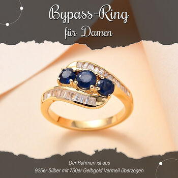 Blauer Saphir und Zirkon-Ring - 1,96 ct.
