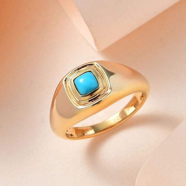 Amerikanischer, natürlicher Sleeping Beauty Türkis Ring, 925 Silber vergoldet (Größe 17.00) ca. 0.32 ct image number 2
