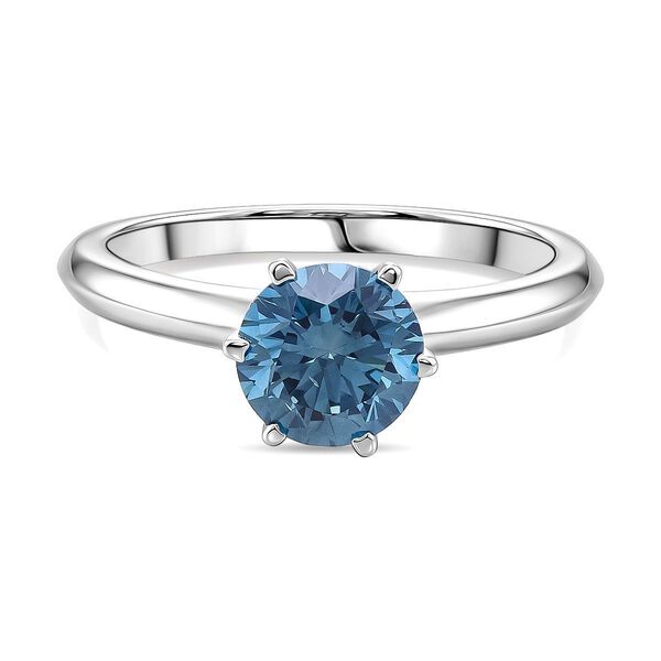 LUXURIANT DIAMOND - Lab Grown Blauer Diamant SI Ring 925 Silber Rhodiniert (Gr&ouml;&szlig;e 18.00) ca. 1,78 ct