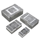 4-teiliges Set handgefertigter Aluminiumboxen mit Lebensbaum-Motiv, Größen von 24x17x9 bis 13x6.5x3 cm cm, Kolibri