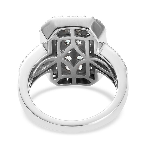 Alexandrit und Zirkon Cluster Ring 925 Silber Platin-&Uuml;berzug image number 6