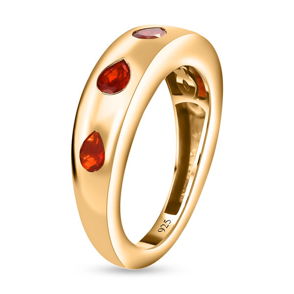 Mexikanischer Kirschfeuer-Opal-Ring, 925 Silber Gelbgold Vermeil  ca. 0,49 ct image number 4