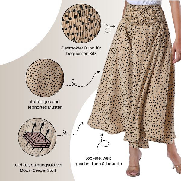 Weit geschnittene Freizeithose, Smockbund, 85x39cm, Beige und schwarz image number 3