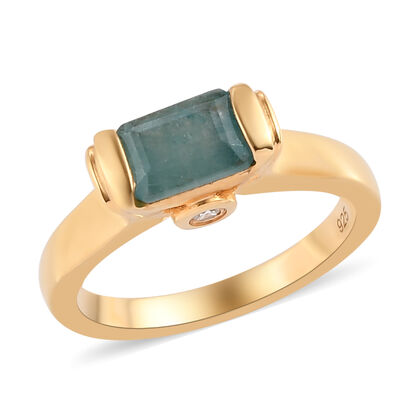 Grandidierit und Zirkon Solit&auml;r Ring 925 Silber vergoldet (Gr&ouml;&szlig;e 16.00) ca. 1,09 ct