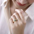 Kagem Sambischer Smaragd, weißer Zirkon Ring, 925 Silber vergoldet (Größe 16.00) ca. 0.49 ct image number 2