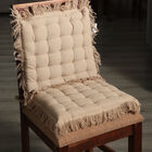 2er Set Stuhlpolster aus 100% Baumwolle mit Fransen und Bändern, 40x40x3 cm, Beige image number 1