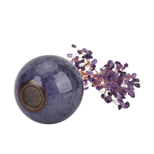 " 168pcs beads Gemstone tree,  Size about : 18cm tall, ceramic bowl:7x7x6cm, Weight about: 357g, Material: Stone+ ceramic Color: Amethyst, Purple     " image number 3
