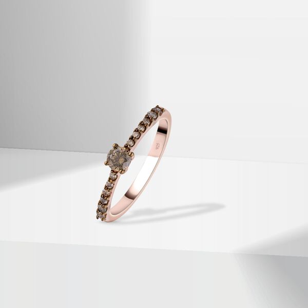 Nat&uuml;rlicher Champagner Diamant Ring, 925 Silber Ros&eacute;gold Vermeil (Gr&ouml;&szlig;e 20.00) ca. 0.50 ct image number 2