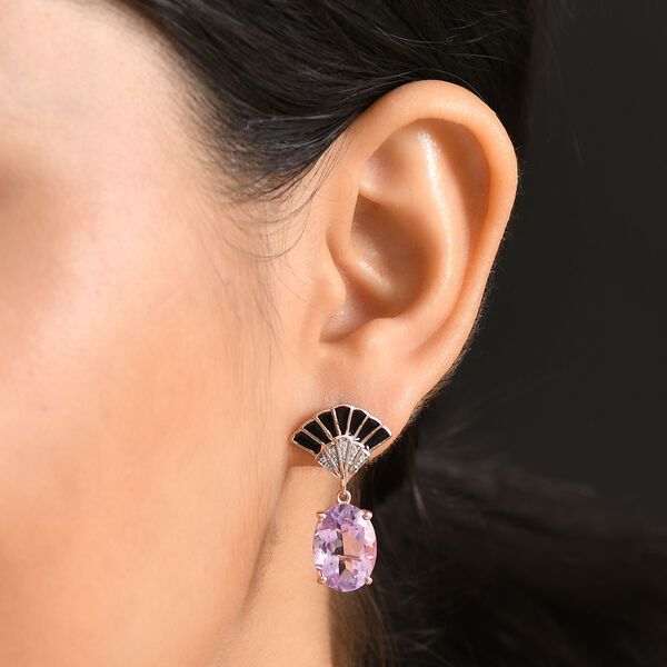 AA Rose De France Amethyst und Zirkon Ohrringe - 11,11 ct. image number 3