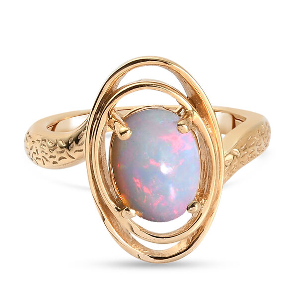 Nat&uuml;rlicher &Auml;thiopischer Opal Ring 925 Silber vergoldet  ca. 1,28 ct