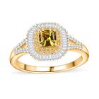 AAA Gelber Saphir, Weißer Diamant Ring 585 Gold (Größe 16.50) ca. 1,34 ct