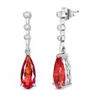 D'Joy Lab Created Padparadscha-Saphir, Weißer Zirkon Ohrringe 925 Silber rhodiniert ca. 7.10 ct