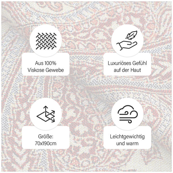 Gewebter Viskose Jamawar Schal, rot image number 7