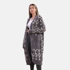 LA MAREY - offene Strickjacke mit Farbkontrast, Einheitsgröße Grau