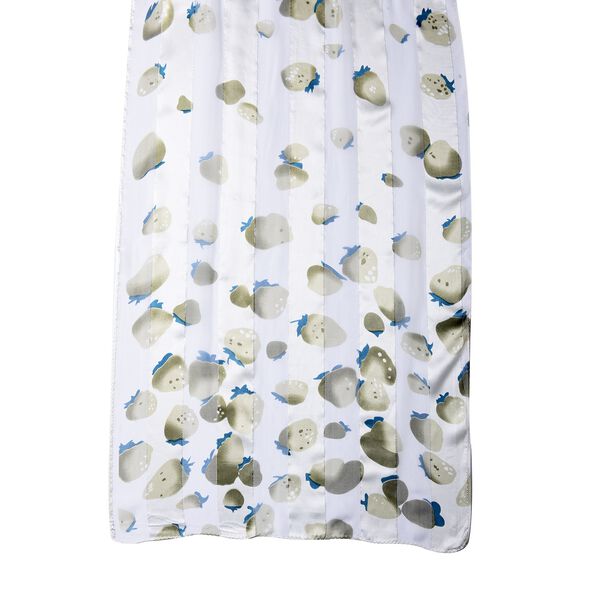 LA MAREY: Bedruckter Schal aus 100% Maulbeerseide, Erdbeermuster, inkl. Geschenkbox, Weiß-Sandfarben  image number 4