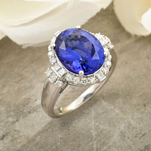RHAPSODY zertifiziert und geprüft AAAA Tansanit und VS Diamant Ring in 950 Platin - 7,25 ct. image number 1