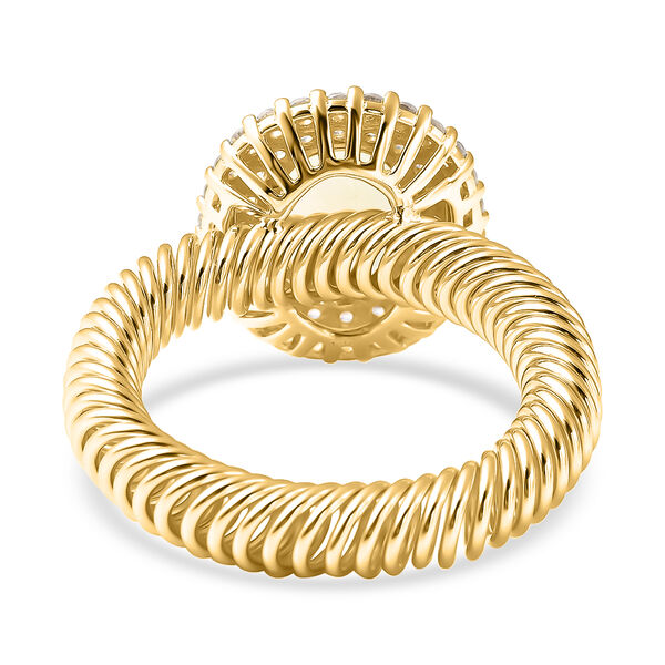 Nat&uuml;rlicher &Auml;thiopischer Opal und Zirkon Halo Ring 925 Silber Gelbgold Vermeil image number 5