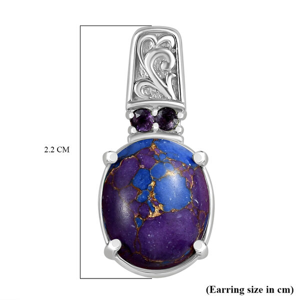 Lila Türkis, Afrikanischer Amethyst Ohrringe 316L Edelstahl ca. 6.61 ct image number 5