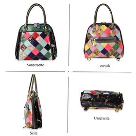 Chaos by Elsie - 100% Echtleder Patchwork Tasche mit RFID schutz, 31x28x12 cm, Patchwork