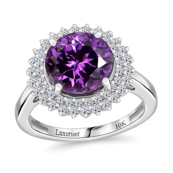LUXURIANT DIAMOND- zertifiziert und gepr&uuml;ft AAA Labor Lila Saphir und Labor Diamant Ring in 417 Wei&szlig;gold - 4,48 ct.