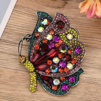 Mehrfarbiger Kristall Brosche Antik-silber-Plattierung